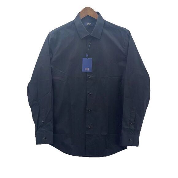 Cavalli Class Slim Fit Shirt Men 16.5 Black Long Sleeve Button Down Light Weight - Picture 1 of 11